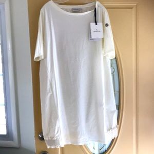 Moncler cream cotton/ poly sport dress w ruffle